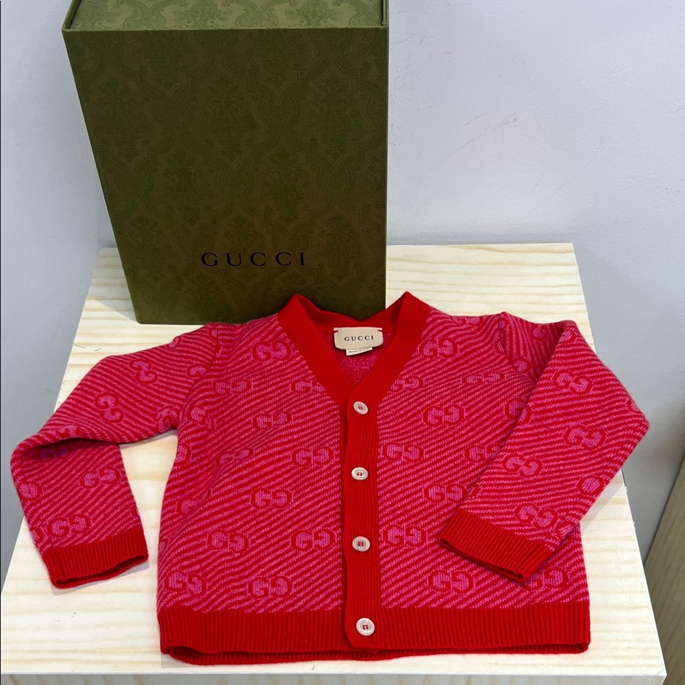 Gucci Pink and Red Knit Cardigan